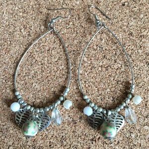 Silver teardrop charm earrings